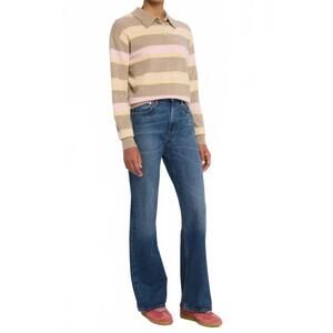 NEW GUEST IN RESIDENCE collegiate stripe polo in taupe combo